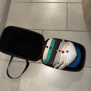 Ozuecer Hard Shell Black Travel Case Organizer Holds Up To 6 Baseball Caps Hats